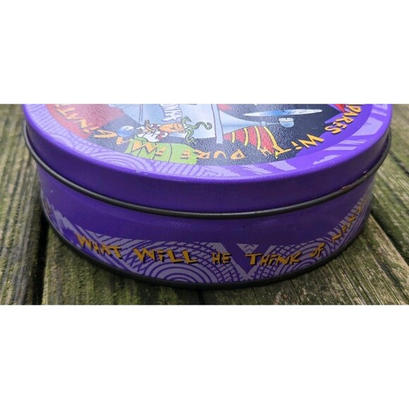 Vintage 90s/2000s? Wonka Purple Lolly Candy 6" Round Metal Tin Pure Imagination - Picture 6 of 10